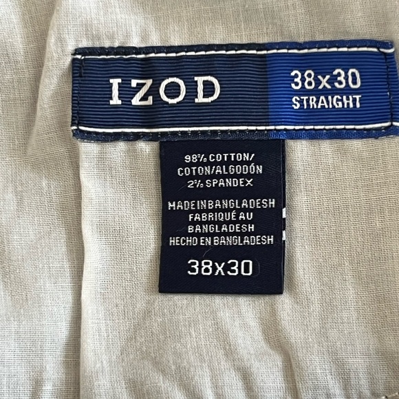 IZOD Mens Stretch Twill Pants Straight Fit  Weekender 5 Pocket Navy 38X30 Casual - Picture 9 of 16